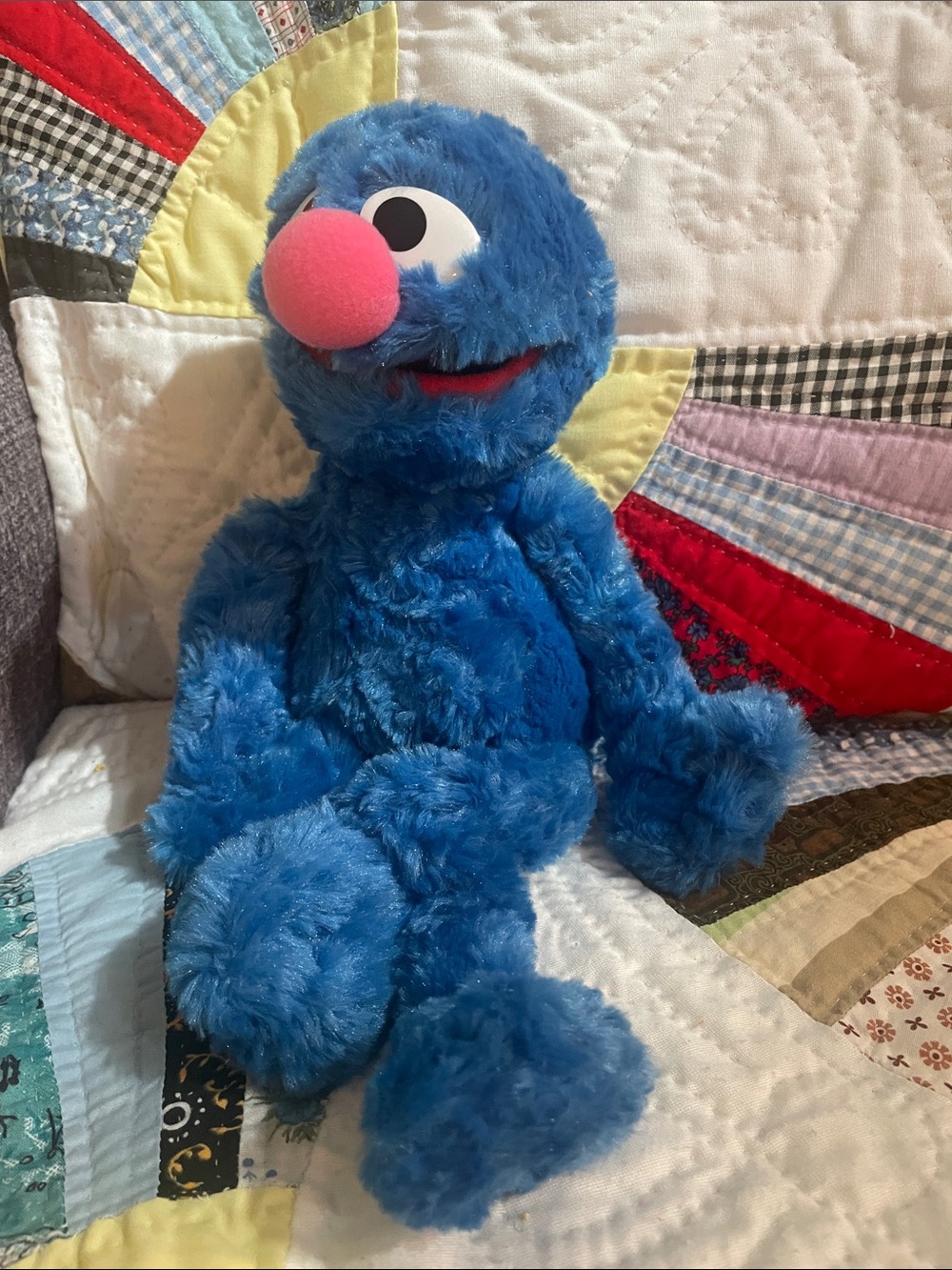 Vintage 2002 GUND Sesame Street Grover 14 inch plush stuffed animal toy.